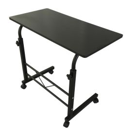 60cm Adjustable Tray Table Rolling Sofa Side Snack Table With Wheels Portable C-Shape Dinner Tray Tables Mobile Wooden Laptop Desk Beside Couch Bed