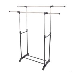 Clothes Garment Rack Rolling Portable Hanging Rack,Double Rail Adjustable Extendable Hanger Rail Stand Collapsible Clothing Rack Shelf With Lockable W