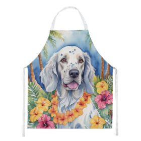 English Setter Luau Apron Cooking Kitchen Server Baking Crafts Gardening for Adult Women Men, Unisex, Large, Multicolor