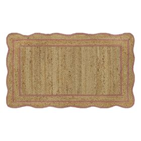 100% Jute Scallop Kitchen Rug, Natural Coral, 20" x 34"