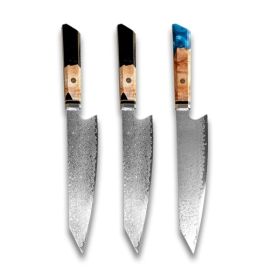Chef's Knife For Japanese Cuisine In Damascus (Option: Blue Black Black-34.7cm)