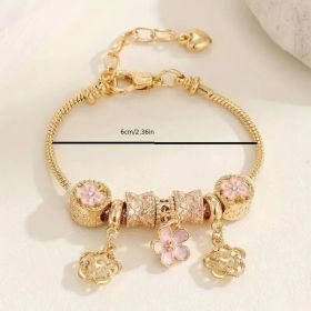 DIY Bead Bracelet, Multi-element Stainless Steel Copper Alloy Rhinestone Fashion Accessory (Option: Flowershapedoildroplets)