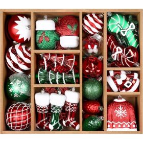 85ct Christmas Balls Ornaments Set, Colorful Shatterproof Plastic Christmas Tree Ornaments, Xmas Decorative Baubles For Christmas Tree Decorations Wit (Option: RedGreenWhite)