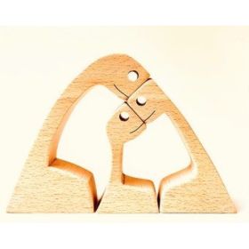 DIY Figurine Wood Dog Ornament Sculpture Home Decoration A Man A Dog Wood Sculpture Christmas Gifts Model Decor (Option: 26Style)
