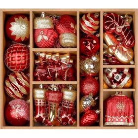 85ct Christmas Balls Ornaments Set, Colorful Shatterproof Plastic Christmas Tree Ornaments, Xmas Decorative Baubles For Christmas Tree Decorations Wit (Option: RedGold)