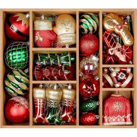 85ct Christmas Balls Ornaments Set, Colorful Shatterproof Plastic Christmas Tree Ornaments, Xmas Decorative Baubles For Christmas Tree Decorations Wit (Option: RedGreenGold)