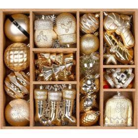 85ct Christmas Balls Ornaments Set, Colorful Shatterproof Plastic Christmas Tree Ornaments, Xmas Decorative Baubles For Christmas Tree Decorations Wit (Option: DeeplightGold)