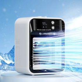 Air Conditioner Air Cooler Fan Water Cooling Fan Air Conditioning For Room Office Portable Air Conditioner Cars (Option: Ivory White-Digital display L8)