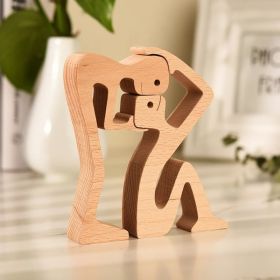 DIY Figurine Wood Dog Ornament Sculpture Home Decoration A Man A Dog Wood Sculpture Christmas Gifts Model Decor (Option: 22Style)