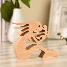 DIY Figurine Wood Dog Ornament Sculpture Home Decoration A Man A Dog Wood Sculpture Christmas Gifts Model Decor (Option: 23Style)