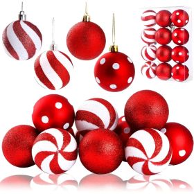 2 Pcs Peppermint Candy Ornaments - Candy Cane Balls, Red & White Hanging Stripes - Christmas Tree Ornaments For Xmas Party & Indoor/Outdoor Holiday Ho (Option: Classic)