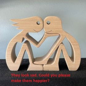DIY Figurine Wood Dog Ornament Sculpture Home Decoration A Man A Dog Wood Sculpture Christmas Gifts Model Decor (Option: 27Style)