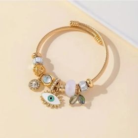 DIY Bead Bracelet, Multi-element Stainless Steel Copper Alloy Rhinestone Fashion Accessory (Option: WhiteDevilsEye)