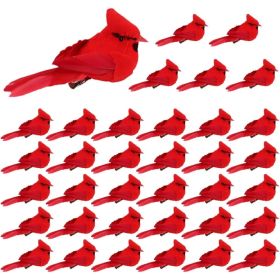 12 Pcs Cardinal Birds For Crafts, Mini Cardinal Clip On Christmas Tree Ornaments Artificial Red Birds Decorations For Wreaths Centerpieces DIY Crafts, (Option: 36pcs)