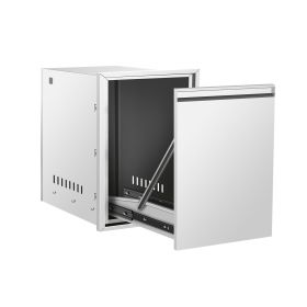 Outdoor Kitchen Drawer Combo,BBQ Triple Drawer & Trash Drawer Combo Stainless Steel for BBQ Island,Grilling Station (size: W16*D18*H22.3)