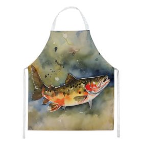 Brook Trout Apron Cooking Kitchen Server Baking Crafts Gardening for Adult Women Men, Unisex, Large, Multicolor (Default: Default)