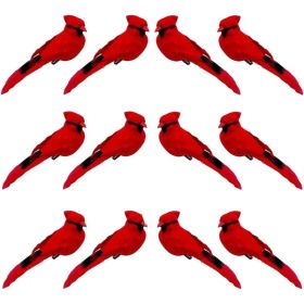 2pcs Red Bird Decor Artificial Red Cardinal Birds Artificial Birds Christmas Cardinal Birds For Tree Flower Floral Arrangements Yard Patio Wreath Desi (Option: 6pcs)