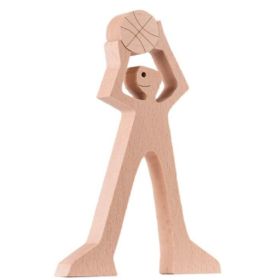 DIY Figurine Wood Dog Ornament Sculpture Home Decoration A Man A Dog Wood Sculpture Christmas Gifts Model Decor (Option: W)