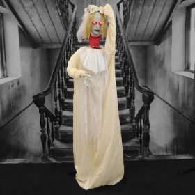 Haunted Hill Farm Zombie Bride With Pop-Up Head And Light-Up Eyes, Halloween Animatronic For Battery Operated Scary Indoor Or Covered Outdoor Hallowee (Option: 65SwingingGirl)