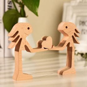 DIY Figurine Wood Dog Ornament Sculpture Home Decoration A Man A Dog Wood Sculpture Christmas Gifts Model Decor (Option: 25Style)