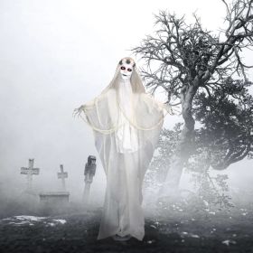 Haunted Hill Farm Zombie Bride With Pop-Up Head And Light-Up Eyes, Halloween Animatronic For Battery Operated Scary Indoor Or Covered Outdoor Hallowee (Option: 60StandingBride)